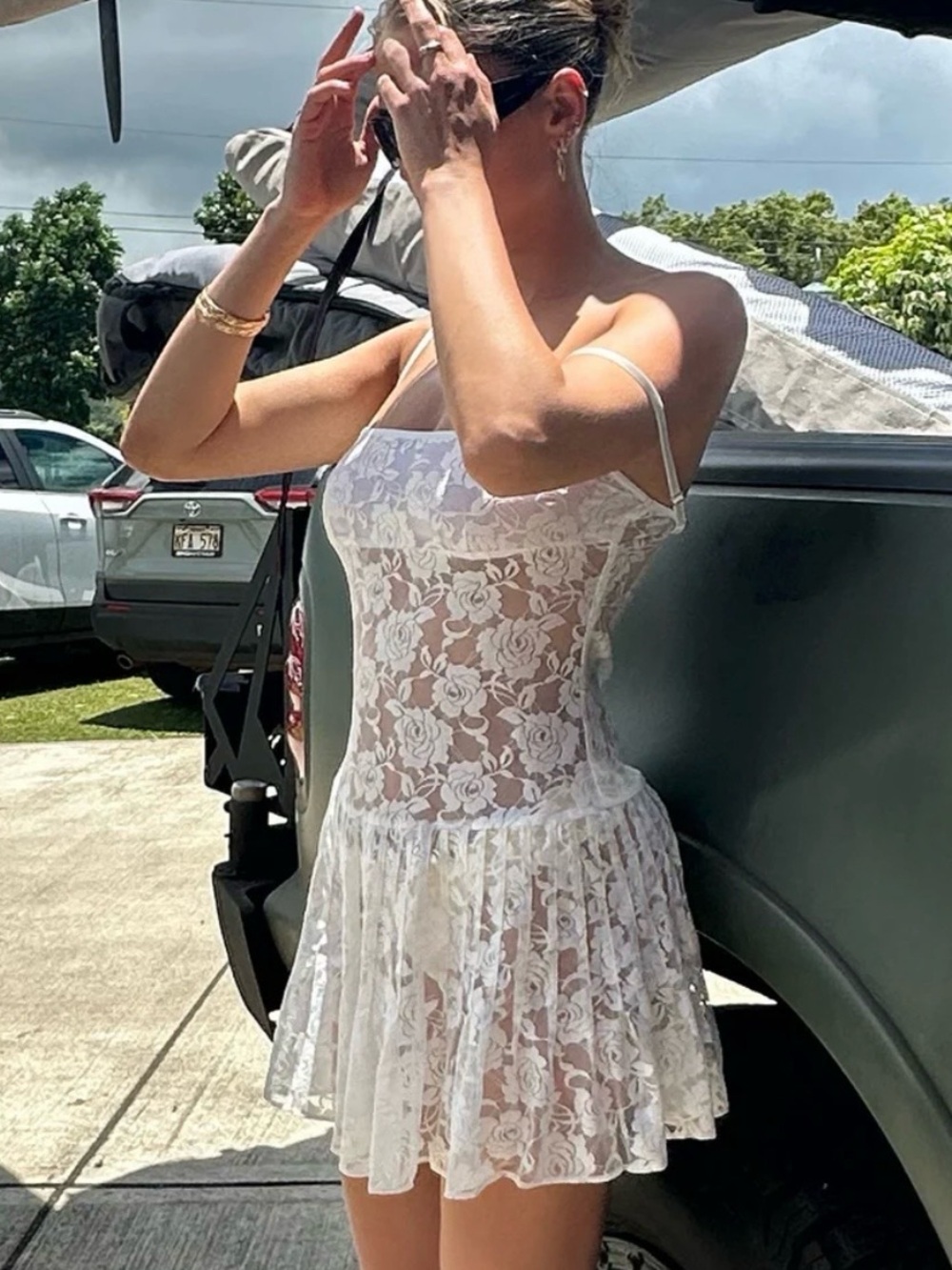 Frankie’s bikinis Carlotta lace mini dress
